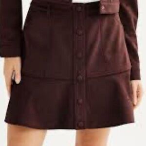 Draper James Chocolate Brown Button-Front Mini Skirt